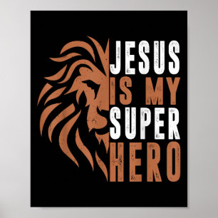 Junge Jesus ist mein Superheld Christlicher Gott S Poster