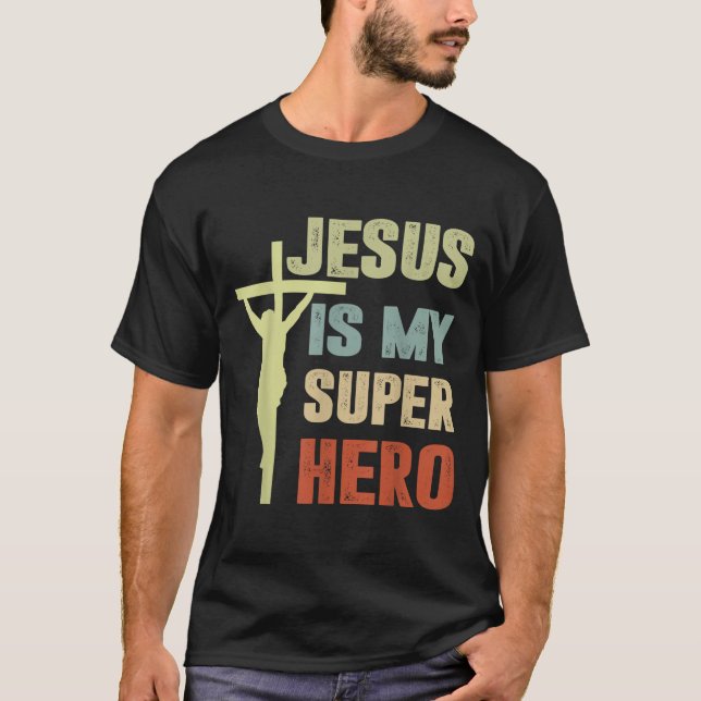 Junge Jesus ist mein Superheld Christlicher Gott S T-Shirt (Vorderseite)
