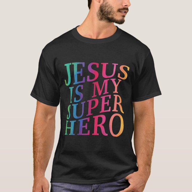 Junge Jesus ist mein Superheld Christlicher Gott S T-Shirt (Vorderseite)