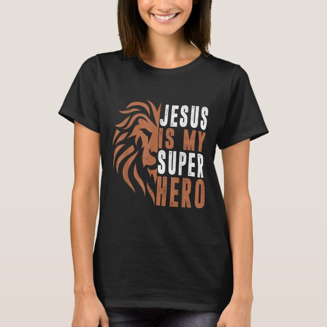 Junge Jesus ist mein Superheld Christlicher Gott S T-Shirt (Vorderseite)