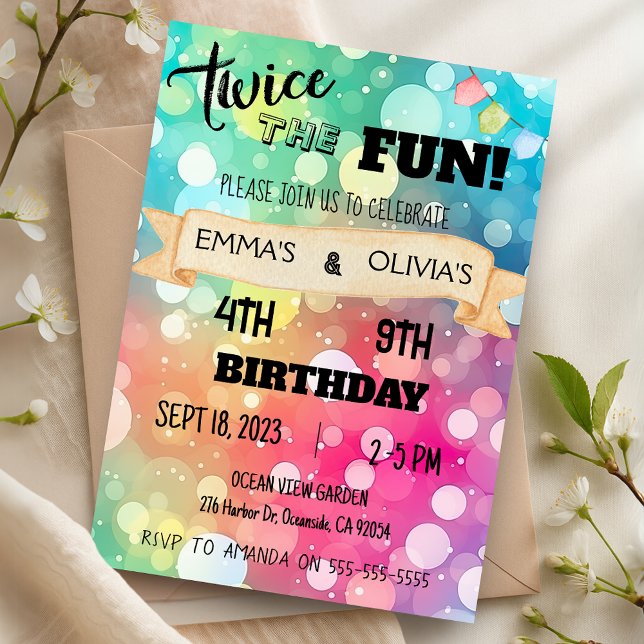 Junge Junge der Geburtstagspartei Einladung (Joint Sibling Combined Birthday Party Girl Boy Invitation)