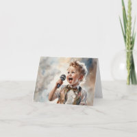 Junge Junge Lead Sing Wasserfarbe Illustration Bla