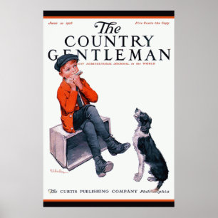 Junge Junge u. GrenzeCollie~Country Herr-Abdeckung Poster