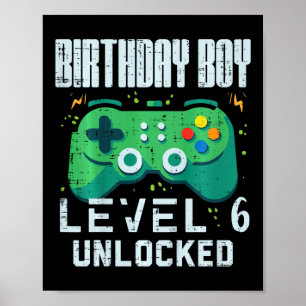 Junge Jungs Stufe 6 Entsperrter Gamer-Controller 6 Poster
