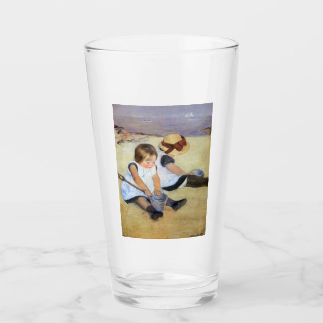 Junge Kinder, die am Strand spielen (Mary Cassatt) Glas (Vorderseite)