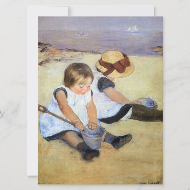 Junge Kinder, die am Strand spielen (Mary Cassatt) Karte (Vorderseite)