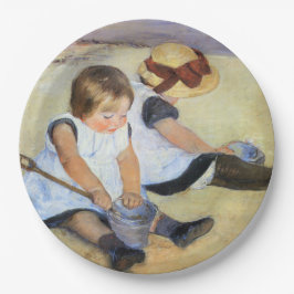 Junge Kinder, die am Strand spielen (Mary Cassatt) Pappteller