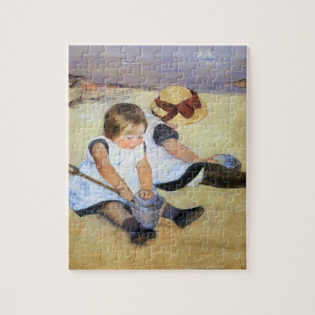 Junge Kinder, die am Strand spielen (Mary Cassatt) Puzzle (Vertikal)