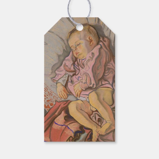 Junge Kinder schlafen auf einem Kissen Geschenkanhänger (Vorderseite)