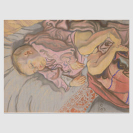 Junge Kinder schlafen auf einem Kissen Seidenpapier