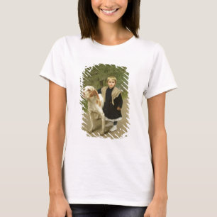 Junge Kinder und ein großer Hund (Öl auf Leinwand) T-Shirt