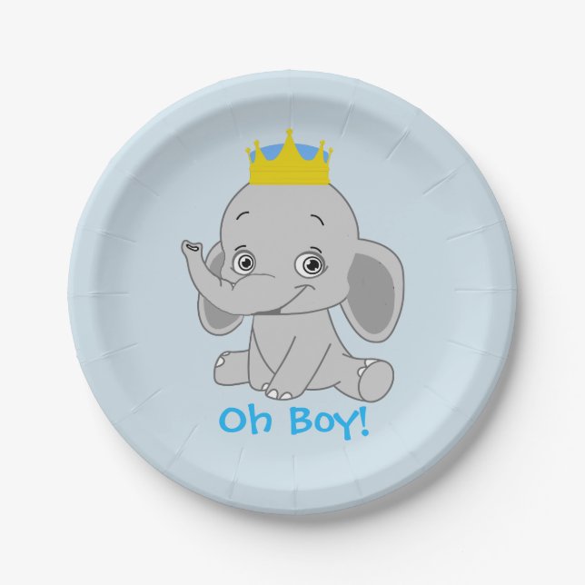 Junge kleine Elefant-Babyparty Pappteller (Vorderseite)