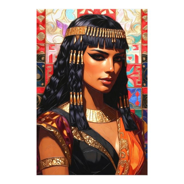 Junge Königin Cleopatra Farbige Porträtkunst Fotodruck (Vorne)
