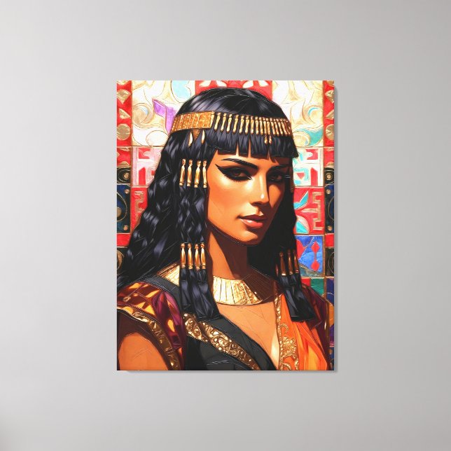 Junge Königin Cleopatra Farbige Porträtkunst Leinwanddruck (Vorderseite)