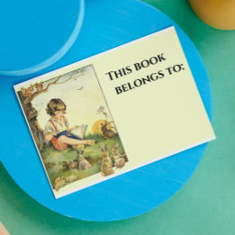 Junge las unter Baum mit Kaninchen Rechteckiger Aufkleber