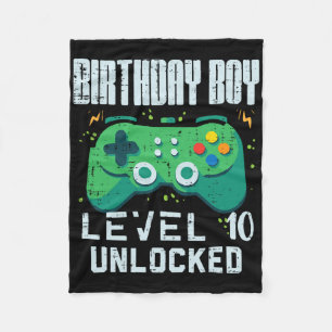 Junge Level 10 Gamer-Controller zum Geburtstag 10 Fleecedecke