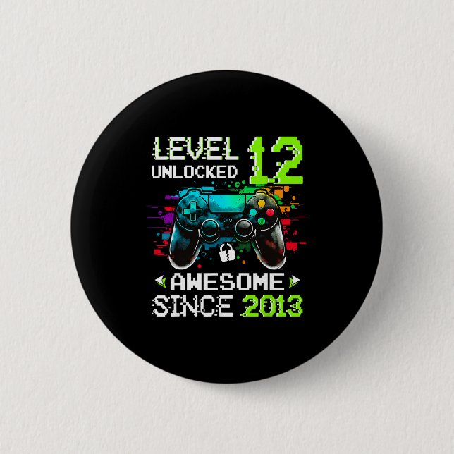 Junge Level 12 freigeschaltet Videospiel 12. Gebur Button (Vorderseite)