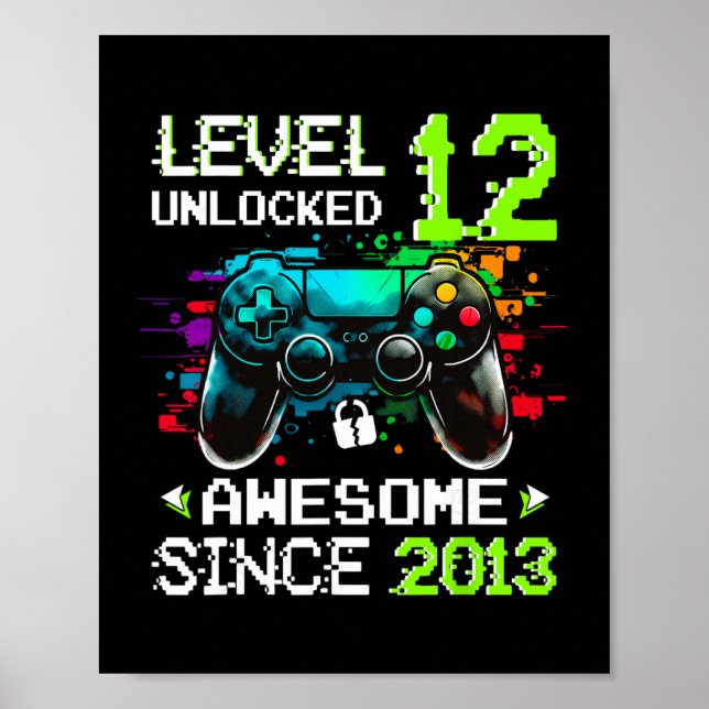 Junge Level 12 freigeschaltet Videospiel 12. Gebur Poster (Vorne)