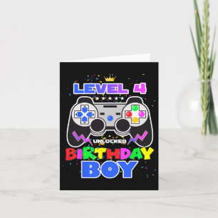 Junge Level 4 Unlock Video Game 4. Geburtstag Game Karte