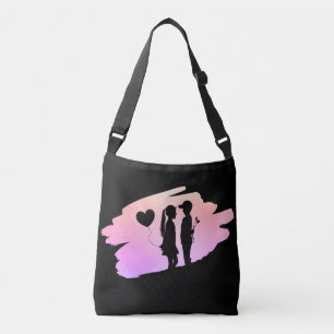 Junge Liebe Mädchen und Junge Silhouette Crossbody Tragetaschen Mit Langen Trägern