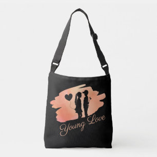 Junge Liebe Valentinin's Couple-Silhouette Tragetaschen Mit Langen Trägern