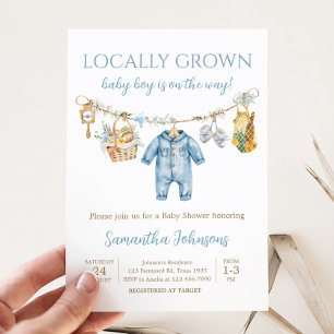Junge lokal aufgezogen Baby Shower Einladung