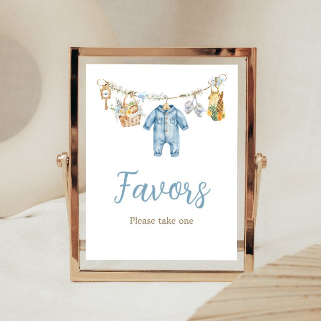 Junge lokal aufgezogenes Babyshower-Geschenk Schil Poster (Blue Locally Grown Baby Shower Favors Sign)