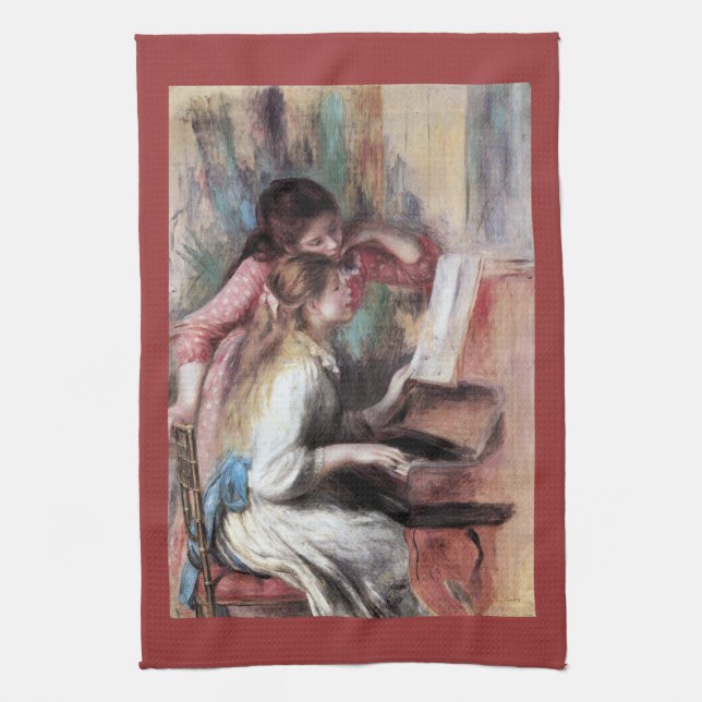 Junge Mädchen am Klavier durch Pierre Renoir Handtuch (Vertikal)