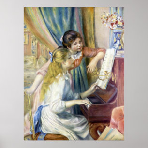 Junge Mädchen am Klavier durch Pierre Renoir Poster