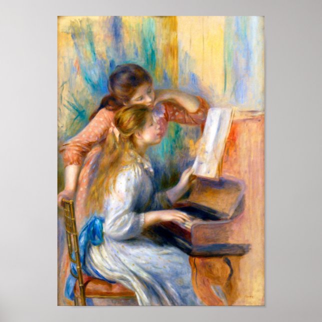 Junge Mädchen am Klavier, Renoir Poster (Vorne)