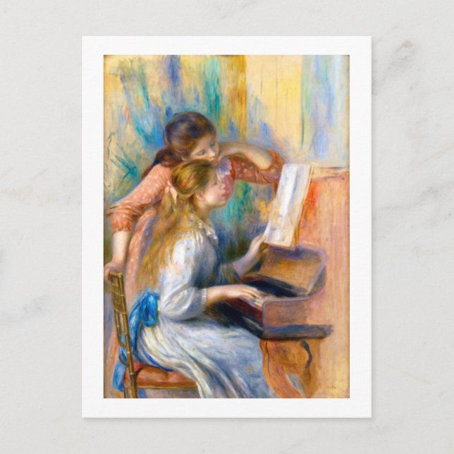 Junge Mädchen am Klavier, Renoir Postkarte (Vorderseite)