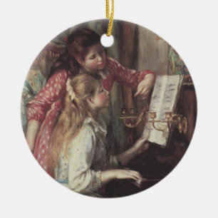 Junge Mädchen am Klavier von Pierre Renoir Keramik Ornament