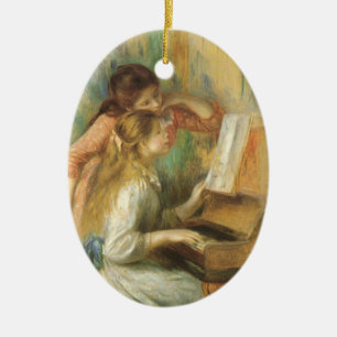 Junge Mädchen am Klavier von Pierre Renoir Keramik Ornament