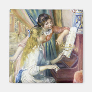 Junge Mädchen am Klavier von Pierre Renoir Magnet