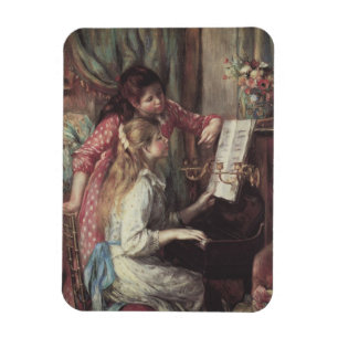 Junge Mädchen am Klavier von Pierre Renoir Magnet