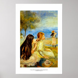 Junge Mädchen am Meer schöne Renoir Malkunst Poster