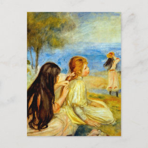 Junge Mädchen am Meer schöne Renoir Malkunst Postkarte