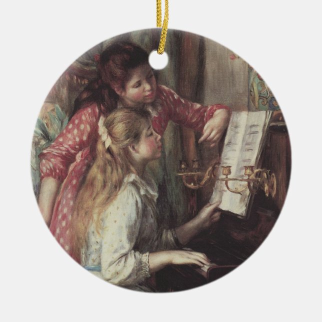 Junge Mädchen am Piano von Pierre Renoir Keramik Ornament (Vorne)