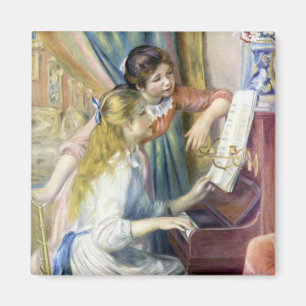 Junge Mädchen am Piano von Pierre Renoir Magnet