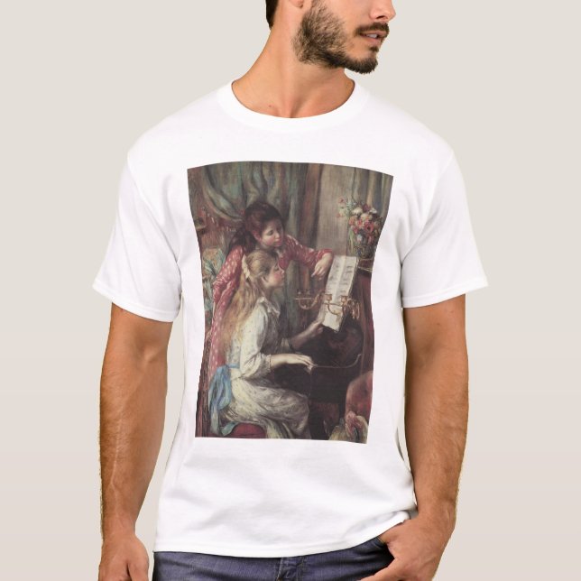 Junge Mädchen am Piano von Pierre Renoir T-Shirt (Vorderseite)
