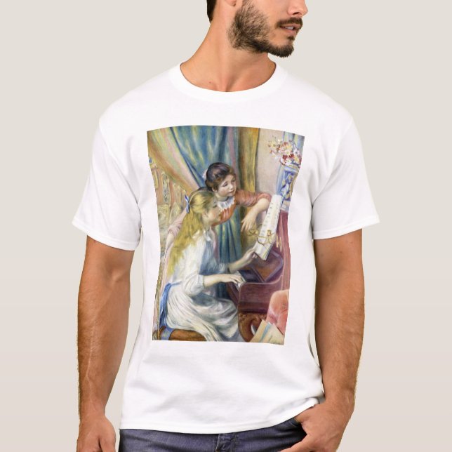 Junge Mädchen am Piano von Pierre Renoir T-Shirt (Vorderseite)