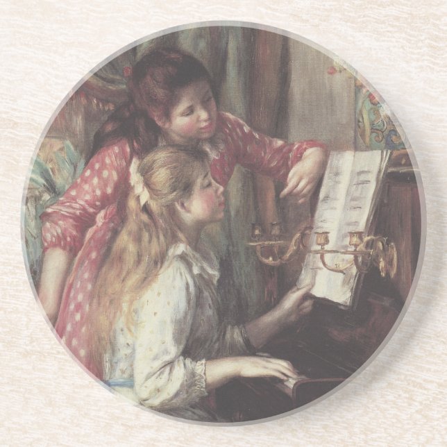 Junge Mädchen am Piano von Pierre Renoir Untersetzer (Vorne)