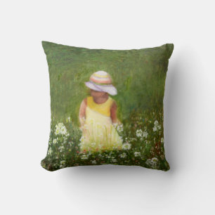 Junge Mädchen auf dem Gebiet der Blume Kissen