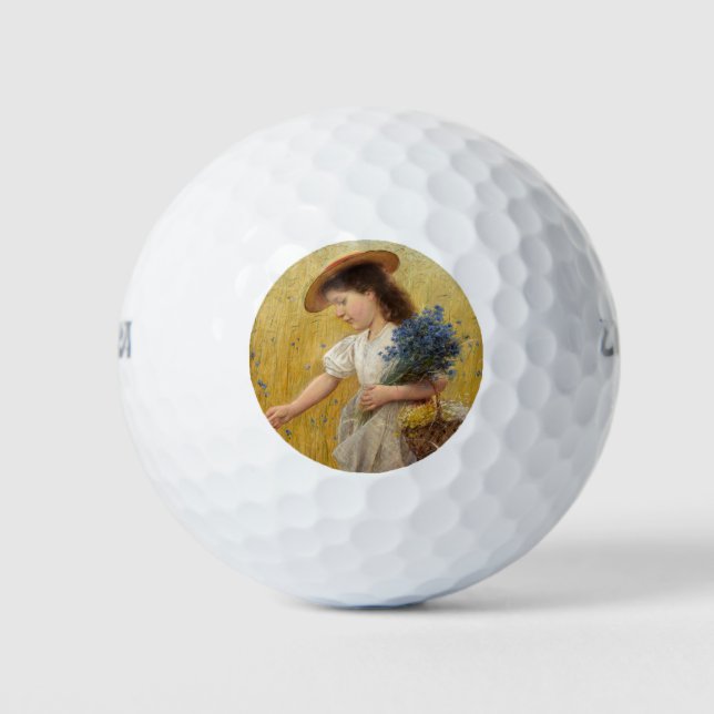 Junge Mädchen auf einem Weizenfeld Golfball (Vorderseite)