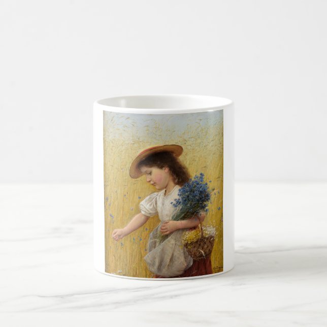 Junge Mädchen auf einem Weizenfeld Kaffeetasse (Mittel)