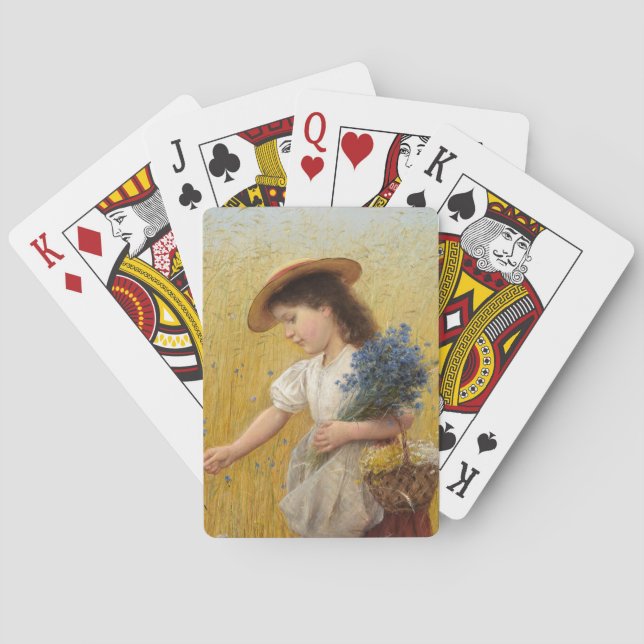 Junge Mädchen auf einem Weizenfeld Spielkarten (Rückseite)