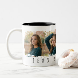 Junge Mädchen Collage-Typografie Zweifarbige Tasse