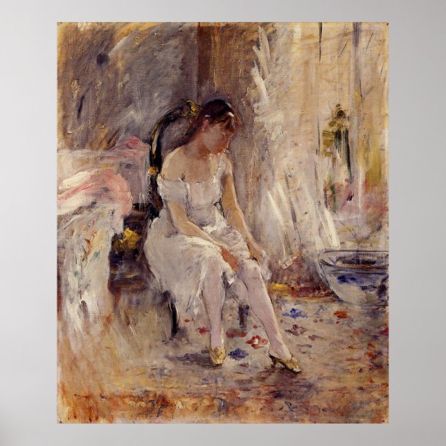 Junge Mädchen, die ihre Strümpfe anpeilt - Poster (Vorne)