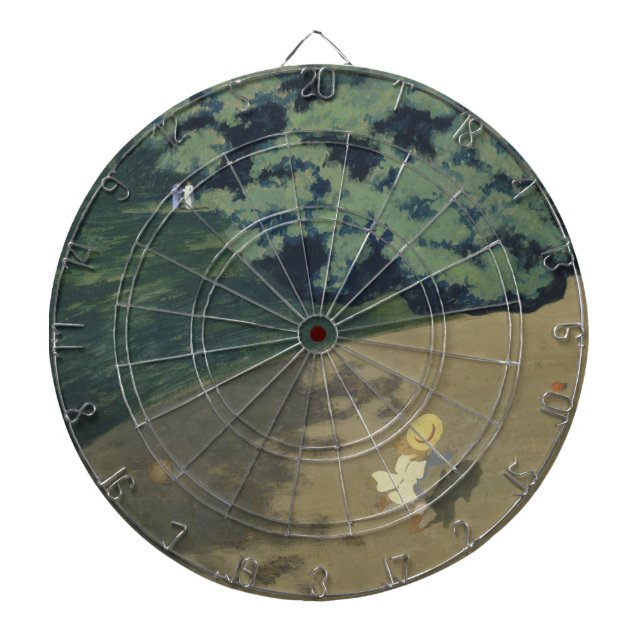 Junge Mädchen, die nach einem Roten Ball laufen (K Dartscheibe (vorne)