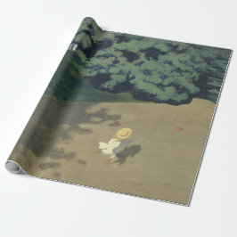 Junge Mädchen, die nach einem Roten Ball laufen (K Geschenkpapier